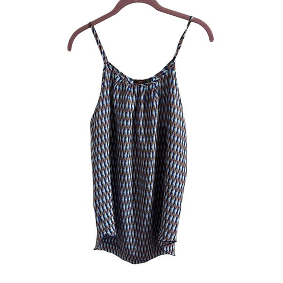 Renee C. Womens Geometric Print Sleeveless Top Blue/Orange XXL Lightweight Polye - Picture 1 of 6